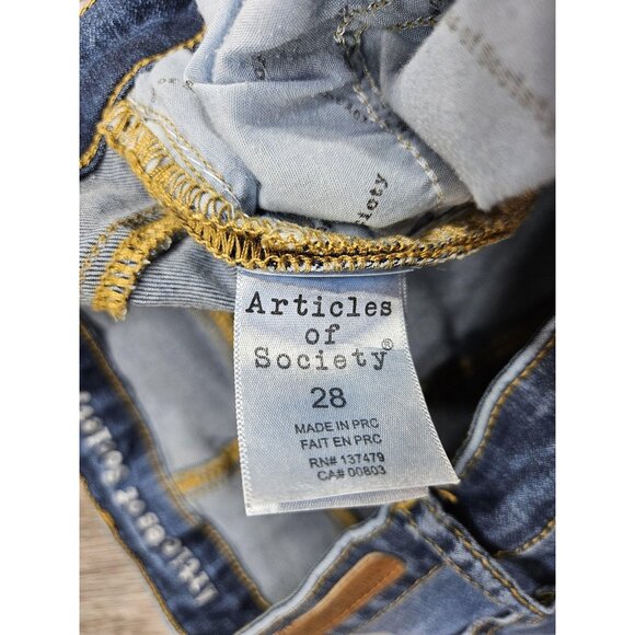 Articles of Society Jeans Womens 28 Distressed Prairie Raw Hem Stretch Denim - Picture 7 of 15